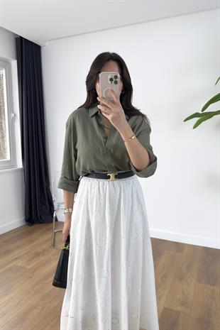 MD Razy Haki Keten Gömlek