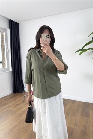 MD Razy Haki Keten Gömlek