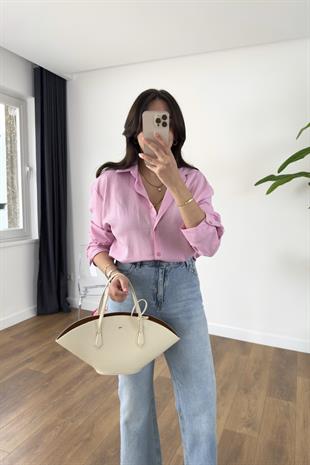 MD Razy Pembe Keten Gömlek