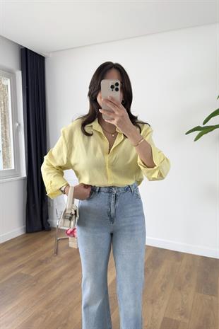 MD Razy Sarı Keten Gömlek