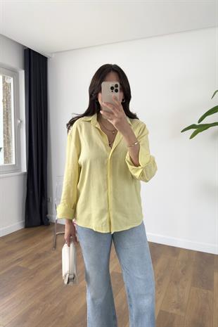 MD Razy Sarı Keten Gömlek