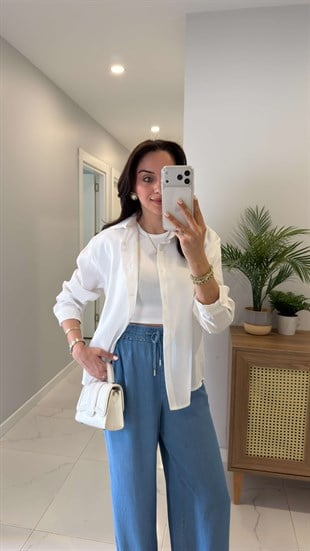 MD Rinno Beyaz Modal Gömlek