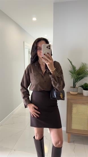 MD Sewy Kahve Çizgili Gömlek