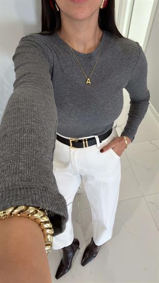 MD Sitra Antrasit Fitilli Uzun Kollu Bluz