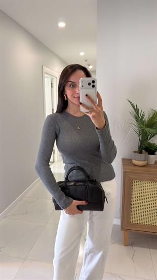MD Sitra Antrasit Fitilli Uzun Kollu Bluz