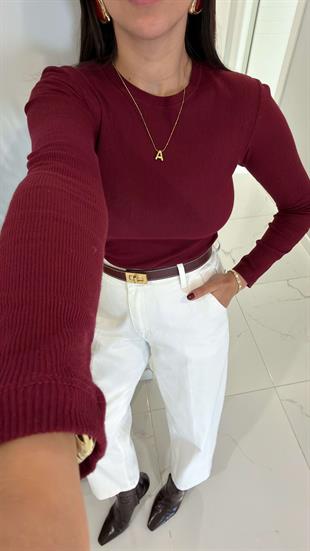 MD Sitra Bordo Fitilli Uzun Kollu Bluz