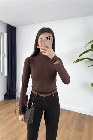 MD Tersa Acı Kahve Balıkçı Yaka Bluz