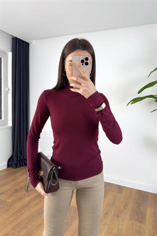 MD Tersa Bordo Balıkçı Yaka Bluz