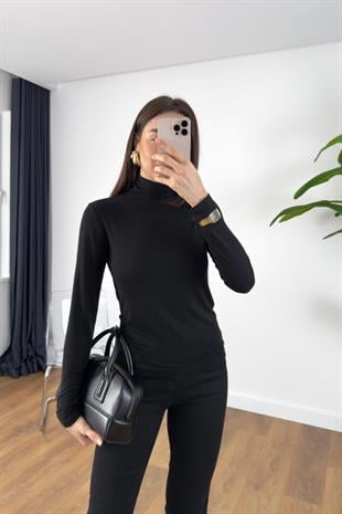 MD Tersa Siyah Balıkçı Yaka Bluz