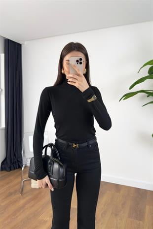 MD Tersa Siyah Balıkçı Yaka Bluz