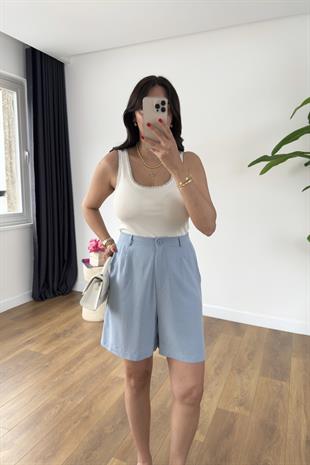 MD Vela Kırık Beyaz Askı Kontrast Detaylı Atlet