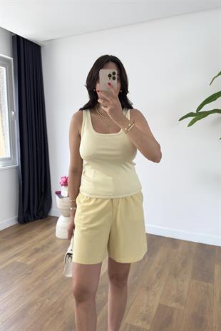 MD Vela Sarı Askı Kontrast Detaylı Atlet