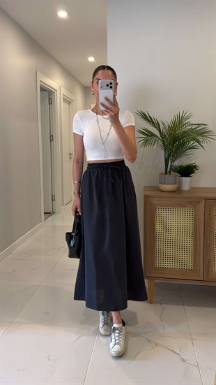 Md Violetta Siyah Beli Lastikli Tensel Etek