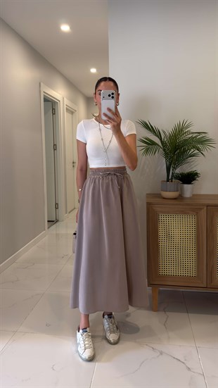 Md Violetta Taş Beli Lastikli Tensel Etek