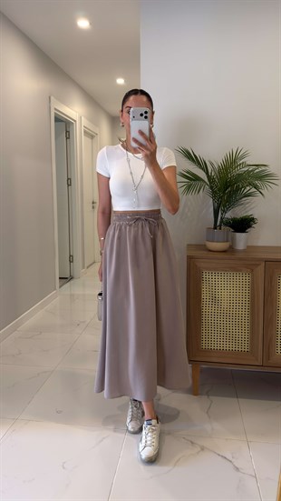 Md Violetta Taş Beli Lastikli Tensel Etek