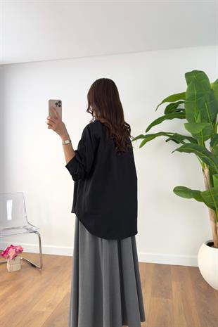 Melesa Siyah Boncuk Detaylı Gömlek