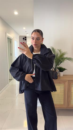 Melina Siyah Paraşüt Ceket