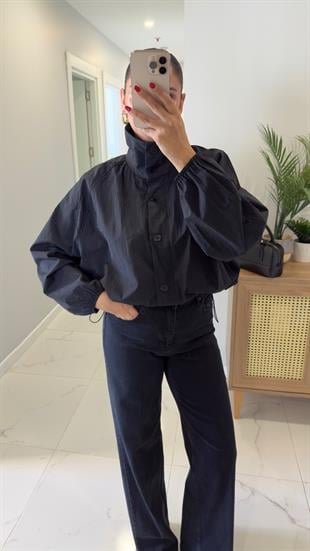 Melina Siyah Paraşüt Ceket