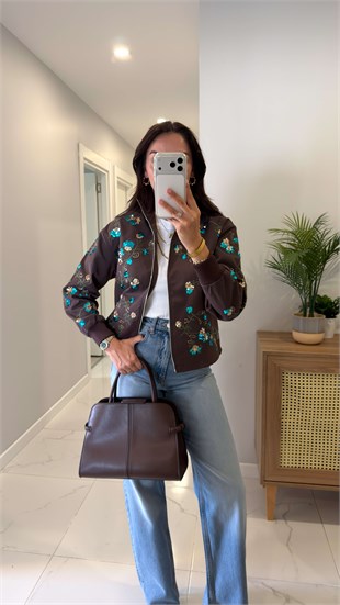 Mellis Kahve Nakış İşleme Detaylı Ceket
