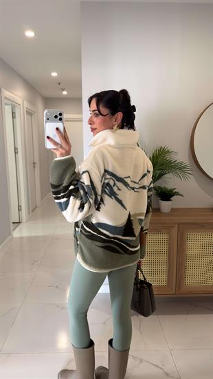 Mensa Kahve Geyikli Peluş Fermuarlı Sweat