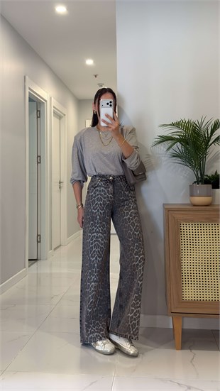 Midors Leopar Desenli Jean