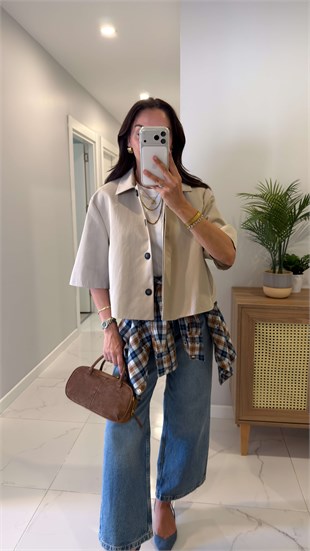 Milasa Taş Oversize Crop Ceket