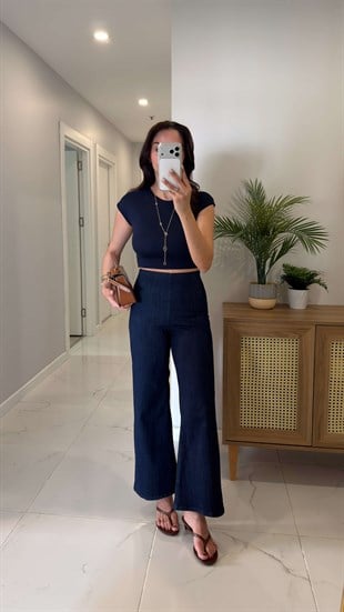 Millons Koyu Lacivert Ekstra Yüksek Bel Denim Pantolon