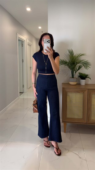 Millons Koyu Lacivert Ekstra Yüksek Bel Denim Pantolon