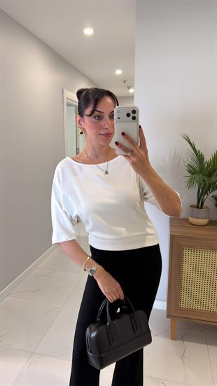 Minnas Ekru Kayık Yaka Bluz