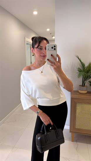 Minnas Ekru Kayık Yaka Bluz