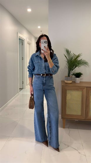 Mirorda Mavi Extra Yüksek Bel Wıde Leg Jean