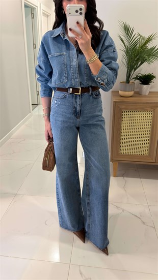 Mirorda Mavi Extra Yüksek Bel Wıde Leg Jean