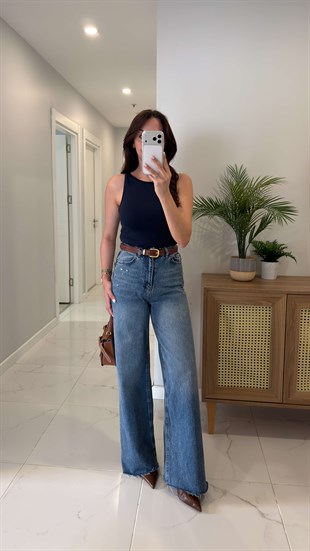 Mirorda Mavi Extra Yüksek Bel Wıde Leg Jean