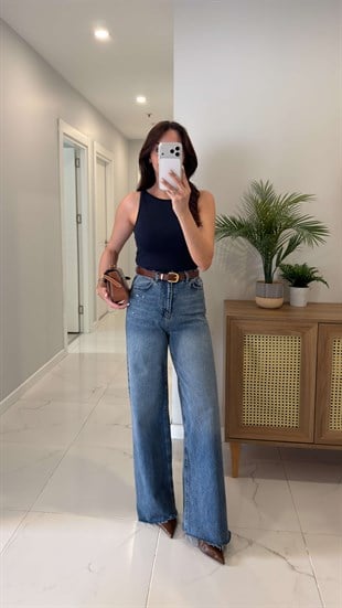 Mirorda Mavi Extra Yüksek Bel Wıde Leg Jean
