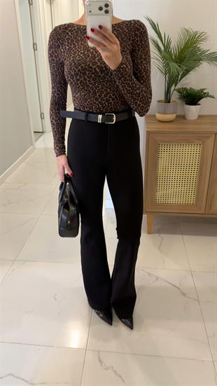 Mofte Siyah Kemerli İspanyol Çelik Tayt