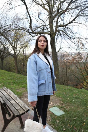 Topshop Kürk Detaylı Kot Mont