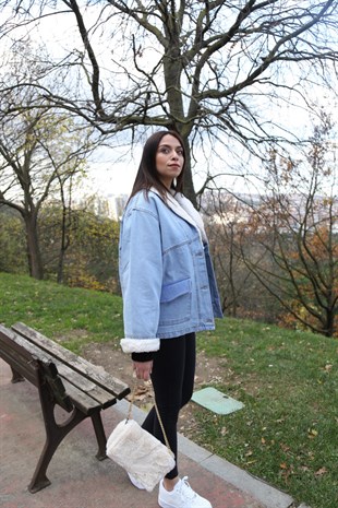Topshop Kürk Detaylı Kot Mont