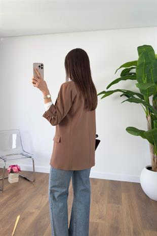 ZR Mosena Kahve Kol Detaylı Blazer Ceket