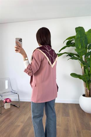 ZR Mosena Pembe Kol Detaylı Blazer Ceket