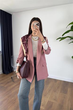 ZR Mosena Pembe Kol Detaylı Blazer Ceket