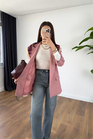 ZR Mosena Pembe Kol Detaylı Blazer Ceket