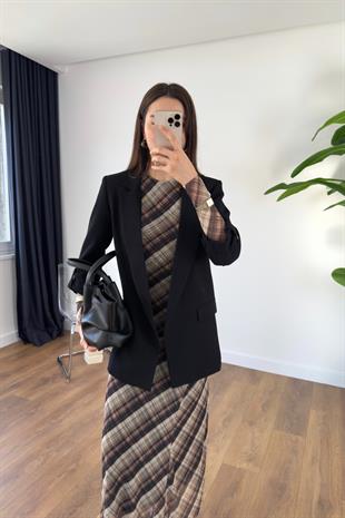 ZR Mosena Siyah Kol Detaylı Blazer Ceket