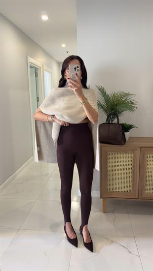 Mostena Kahve Ayak Geçirmeli Toparlayıcı Tayt