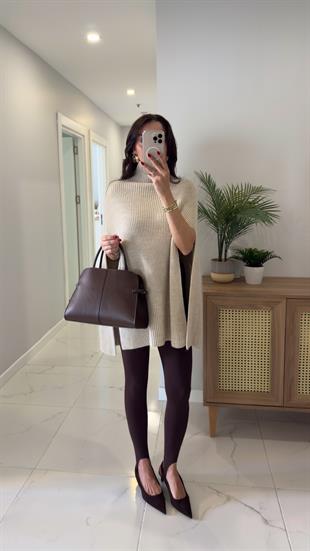 Mostena Kahve Ayak Geçirmeli Toparlayıcı Tayt