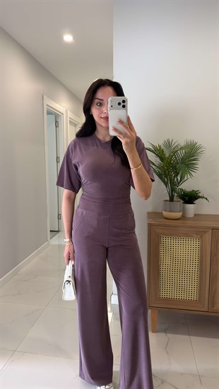 Mürdüm Yarasa Kol Yanları Büzgülü Takım