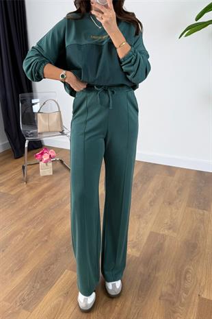 Nadia Petrol Mavi Paraşüt Kumaş Sweat-Pantolon Modal Takım