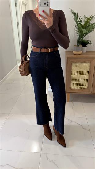 Nasta Dark Blue Nubuk Kemerli Straıght Jean