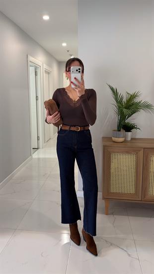 Nasta Dark Blue Nubuk Kemerli Straıght Jean