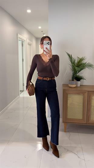 Nasta Dark Blue Nubuk Kemerli Straıght Jean