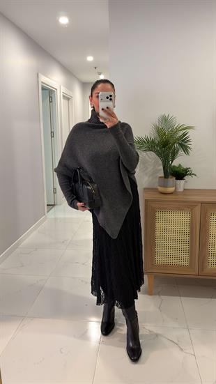 Natra Siyah Dantelli Astarlı Etek
